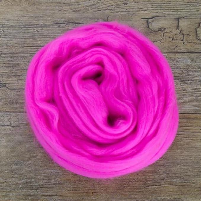 Revolution Fibers Merino Wool Combed Top | 1 lb Premium Wool Roving | 22 Micron, Best Merino Wool for Spinning, Tapestry, Needle Felting, Big Yarn Roving and Wall Hangings (Flo Pink)