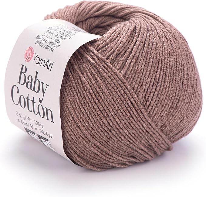YarnArt Baby Cotton Yarn – Soft Knitting & Crochet Yarn for Amigurumi, Baby Projects, Summer Crafts – 50% Cotton, 50% Acrylic – 1.76 oz (50g), 180 yds (165m) (1, 407)
