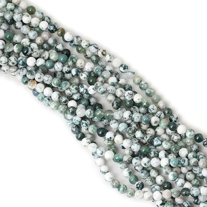 6mm 60PCS Natural Tree Agate Round Loose Beads for Jewelry Making 1 Strand 15"