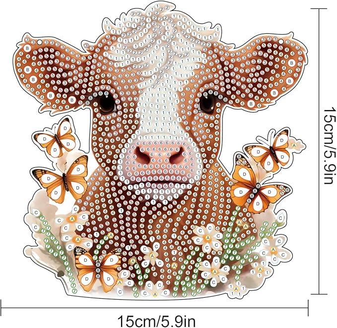 AiYuanzsh Cow Diamond Art Kits for Adults Hanging Pendant, Animal Diamond Painting Hanging Sign, DIY Special Shaped Crystal Diamond Art Ornament for Home Decor Gift
