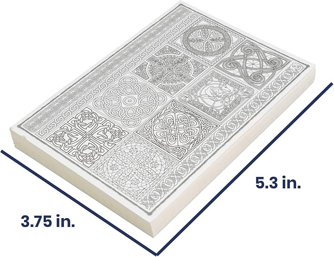 Pacific Arc LayFlat Sketchbook - 3.75 x 5.3 Inches - Celtic Blank Note Book, 64 Sheets, Thick 100gsm Paper, for drawing, sketching, and journaling, 32 Blank and 32 Gridded