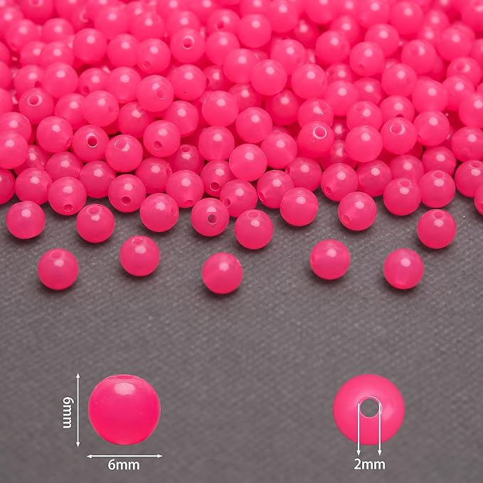 bonny boxx 1000pcs 6mm jelly rose acrylic round beads, smooth transparent acrylic balls, plastic resin gumball bubblegum chunky beads for necklace & bracelet making, crafting supplies