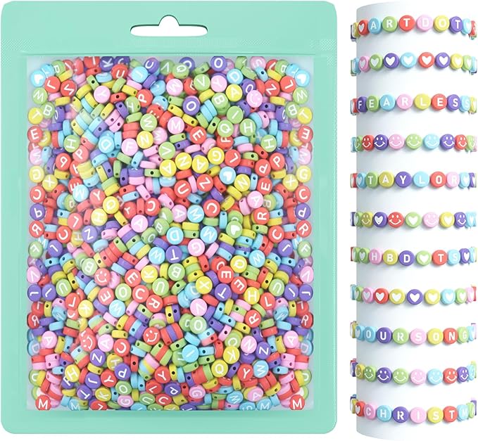 ARTDOT 800 Pieces Assortment Letter Beads for Friendship Bracelets Making Kit, 28 Styles Jewelry Making Supplies Alphabet Beads Set Preppy Crafts Art