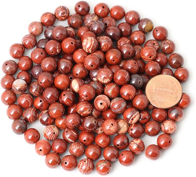 45PCS 8mm Natural Red Snake Skin Jasper Round Loose Beads for Jewelry Making DIY Gifts Arts Crafts Materials 1 Strand 15"