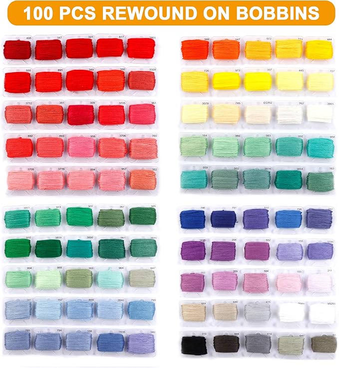 INSCRAFT Embroidery Floss Kit, 364 Pack Embroidery Cross Stitch Kit with 200 Colors Friendship Bracelets Floss and Cross Stitch Tools for Embroidery and Friendship Bracelet String Make