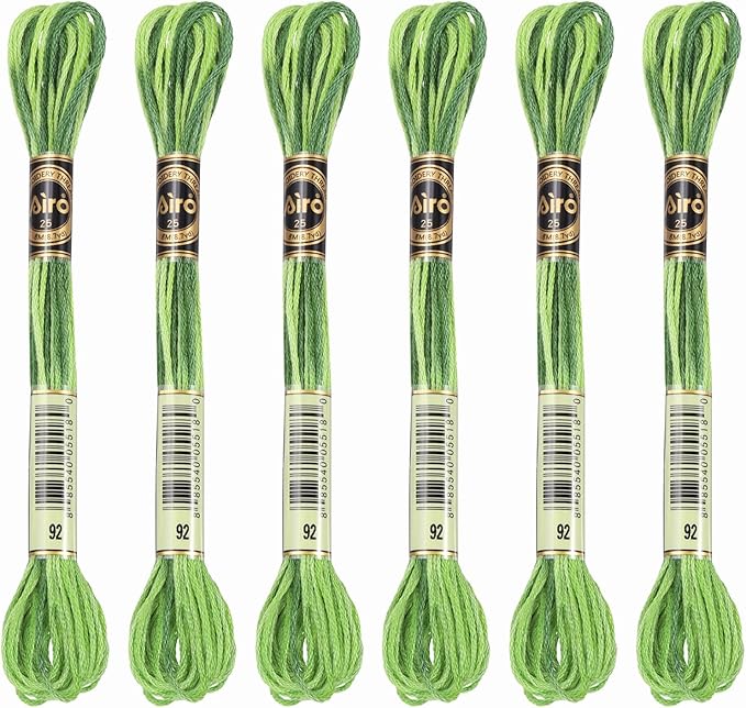PATIKIL 6 Skeins Embroidery Floss, Polyester Embroidery Threads Bracelets String for Cross-Stitch Hand Embroidery, Green