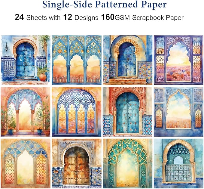 Scrapbook Paper Pad, Single-Sided Cardstock Scrapbooking Paper for DIY Envelopes, Card Making, Journals, Planner, Greeting Cards, Decorative Art Craft -24 Sheets 6x6 inch