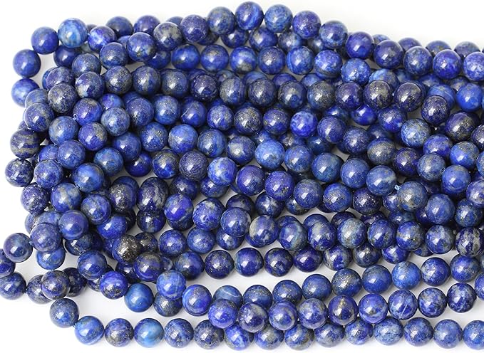 cheavian 45pcs 8mm natural lapis lazuli gemstone round loose beads for jewelry making diy findings 1 strand 15"