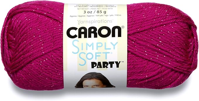 Caron Simply Soft Party Yarn, 3 oz, Medium Worsted 4 Gauge, - Fuchsia - For Crochet, Knitting & Crafting