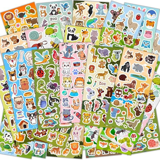 36 sheets animal stickers for kids, 700+ cute animal stickers for scrapbooking, teachers classroom prizes, goodie bag stuffers, birthday gift idea, party favors, decorations