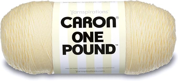 Caron One Pound Solids Yarn, 16oz, Gauge 4 Medium, 100% Acrylic - One Pound Cream - For Crochet, Knitting & Crafting ( 1 Piece )