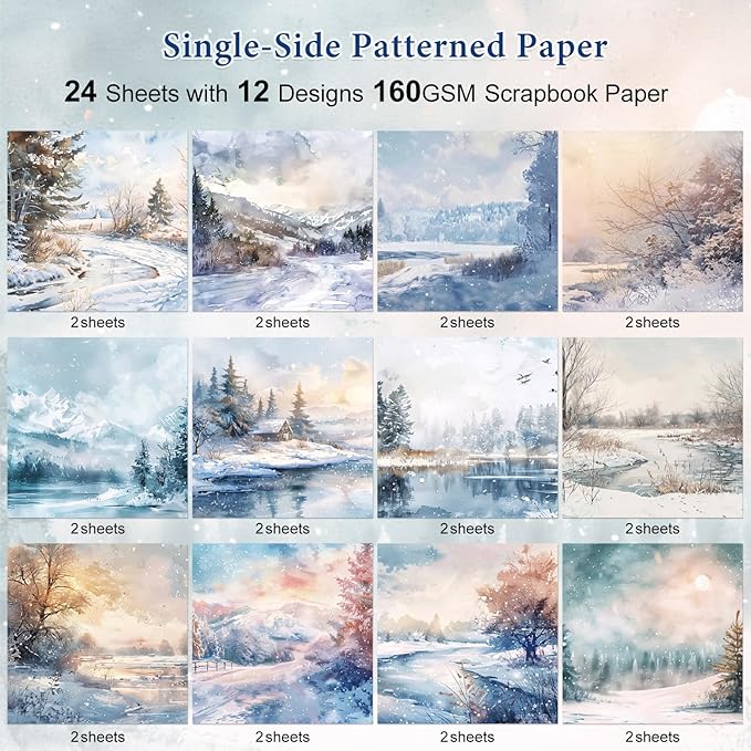 Aesthetic Scrapbook Paper Holiday Themed Pattern Paper 6×6,24 Sheets Single-Sided Boho Scrapbooking CardStock Papers Pad for Holiday Cardmaking DIY Origami Journaling.