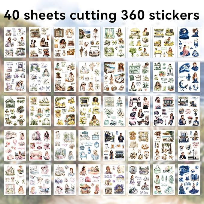 360 PCS People Stickers Book for Adults - Vintage Aesthetic Journaling Supplies Kit with Women Figures｜Scrapbooking,Card Making & Water Bottle DIY