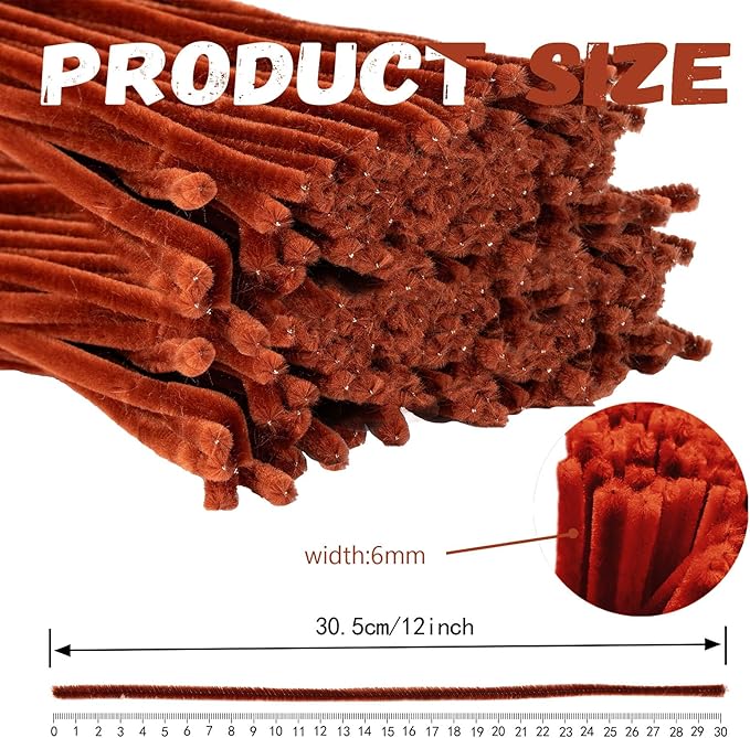 Brown Pipe Cleaners,Art Supplies,200pcs Chenille Stem, Solid Color Pipe Cleaners Set for Pipe Cleaners DIY Art Creative Crafts and Decorations,limpia Pipas,Pipe Cleaner Crafts,Craft Supplies,Crafts