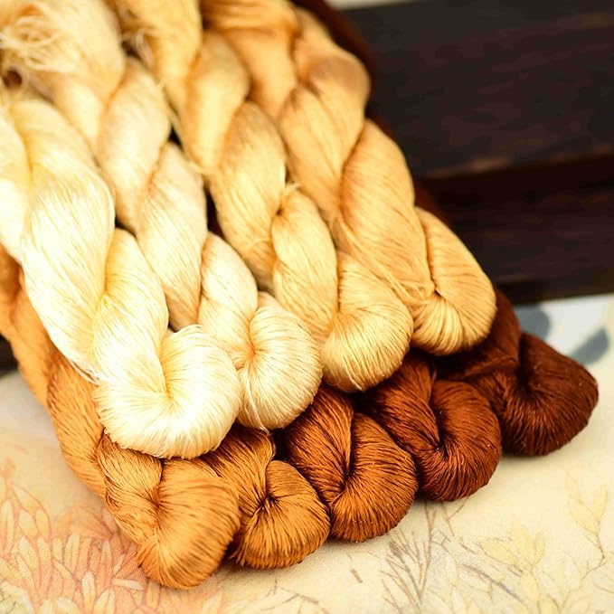 Natural 100% Silk Thread, Handmade Embroidery Thread Silk Floss 9 Colors 110m Each (46)