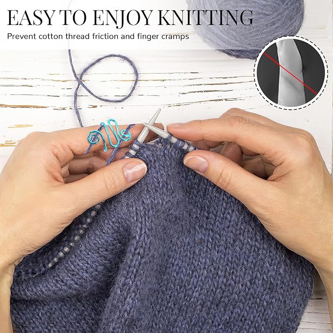 DTOFOOT 6 Pcs Crochet Ring, Adjustable Handmade Yarn Crochet Tension Ring for Crocheting, Crochet Ring Finger Gift for Mom