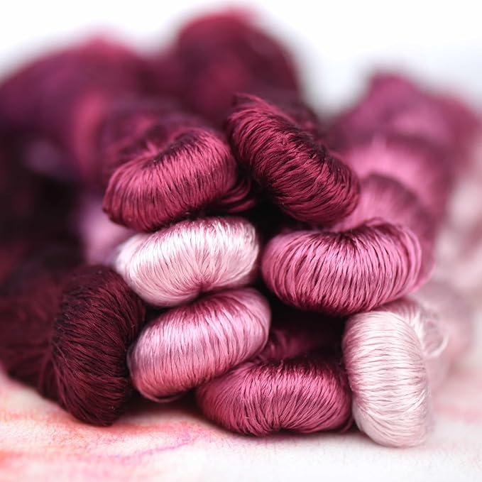 Natural 100% Silk Thread, Handmade Embroidery Thread Silk Floss 8 Colors 110m Each (80)
