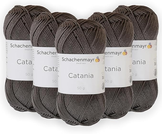 5 Skein/Pack Schachenmayr (SMC) Catania Originals Yarn, Each Ball 1.76 Oz (50gr) / 136 Yards (125 m), 100% Mercerized Cotton for Knitting and Crochet Yarn, Sport Weight, 387 - Fango