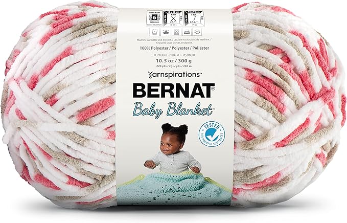 Bernat BABY BLANKET BB Flowerpot Yarn - 1 Pack of 10.5oz/300g - Polyester - #6 Super Bulky - 220 Yards - Knitting/Crochet