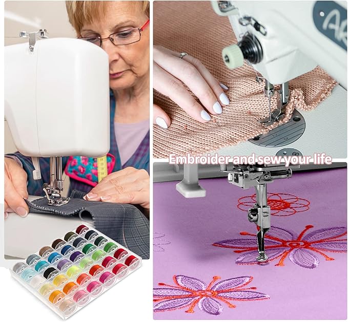 36 Colors Bobbin Thread Set with Case - Prewound Class15 Bobbin for Singer/Brother/Janome/Embroidery Machines