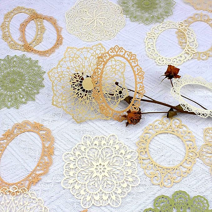 Vintage Scrapbook Paper Lace Cutouts for Scrapbooking Supplies,20 Pcs Decorative Retro Cutout Paper Frame for Junk Journals DIY Art Craft Album Planners