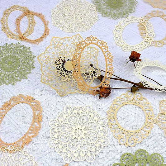 Vintage Scrapbook Paper Lace Cutouts for Scrapbooking Supplies,20 Pcs Decorative Retro Cutout Paper Frame for Junk Journals DIY Art Craft Album Planners
