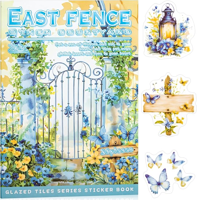 East Garden Sticker Scrapbooking Supplies for Junk Journal, 20 Sheets PET Stickers - Vintage Journaling Stickers, Ephemera Sticker Book Pre Cut(TZ-009-002)