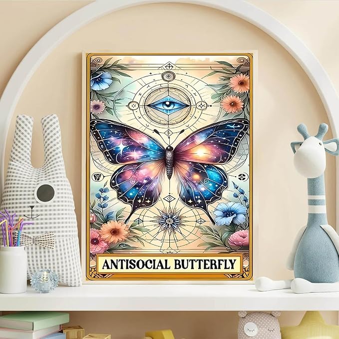 Tarot Diamond Art Kits for Adults, Butterfly DIY Diamond Painting Kits 5D Diamond Dots Gem Art Crafts with Tools,，Round Full Drill Crafts for Home Wall Decor&Gift-12x16in