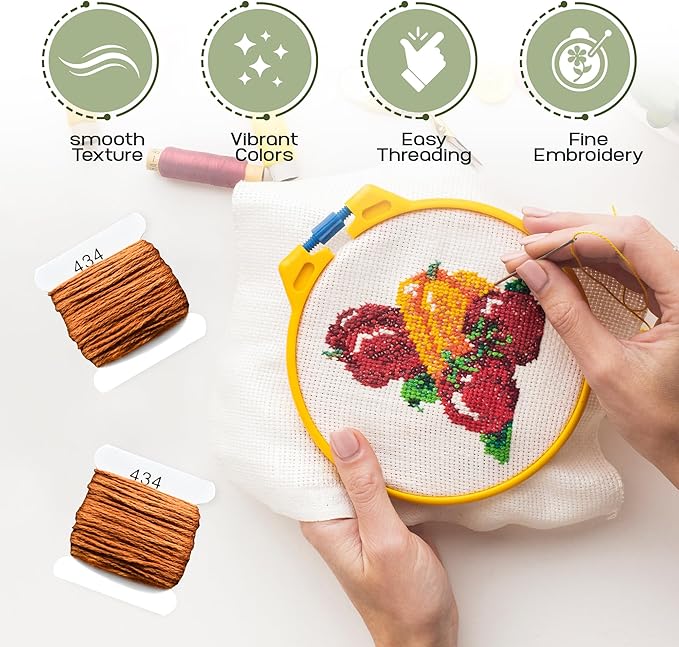 Embroidery Floss Kit and Refills - Cotton Threads - DMC Color Coding for Cross Stitch, String Crafts, Friendship Bracelets