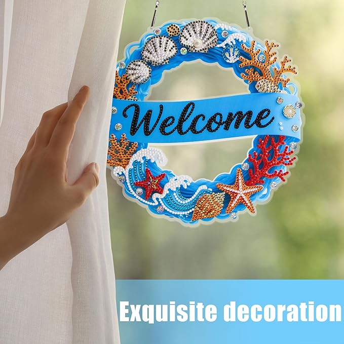 Diamond Art Kits Hanging Window Diamond Painting Kits DIY Pendant Ornament for Home Decoration & Gift (Marine Style)