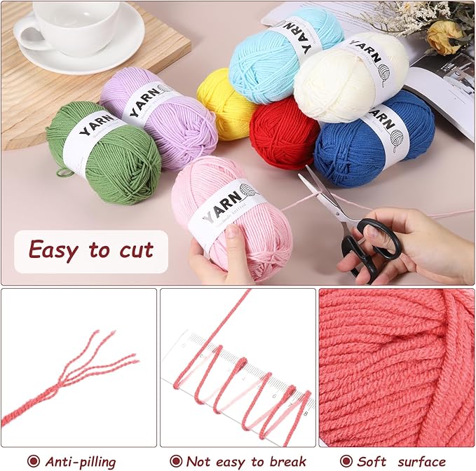 3Pcs Pale Red Acrylic Yarn 400 Yard 4 Ply Soft Crochet Yarns Sport Weight Yarn,[for DIY Crocheting Knitting Craft Blankets Hats]-150g