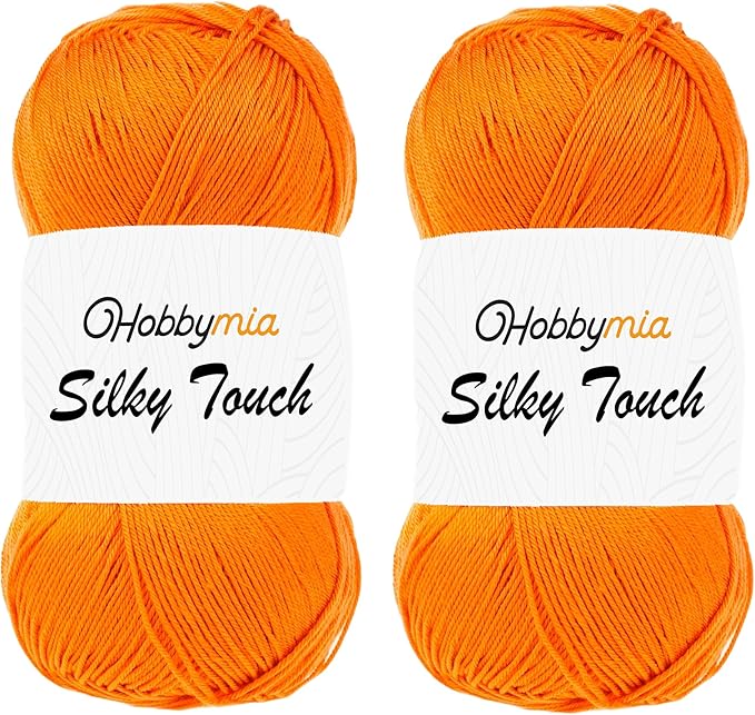Silky Touch Acrylic Yarn - Soft Sport Weight Yarn for Crochet & Knitting - 100g / 383yds - 100% Microfiber Acrylic - Lightweight Fine Smooth Yarn(Orange - Orange, 2 Skeins)