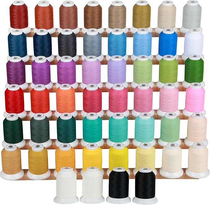 New brothread 100% Frosted Matt Embroidery Machine Thread 52 Spools 40WT Each Spool 500M (550Y) Compatible with Brother Babylock Janome Singer Pfaff Bernina Embroidery Sewing Machine-Made