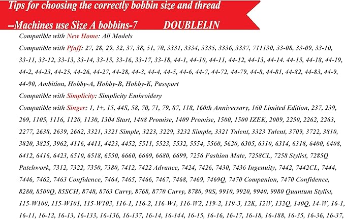 DOUBLELIN Prewound Bobbins, Size A/Style A/Class 15 / SA156 / Size 11.5, Plastic Sided, Polyester, 144 pcs – for Sewing & Embroidery Machines (40S/2 White)