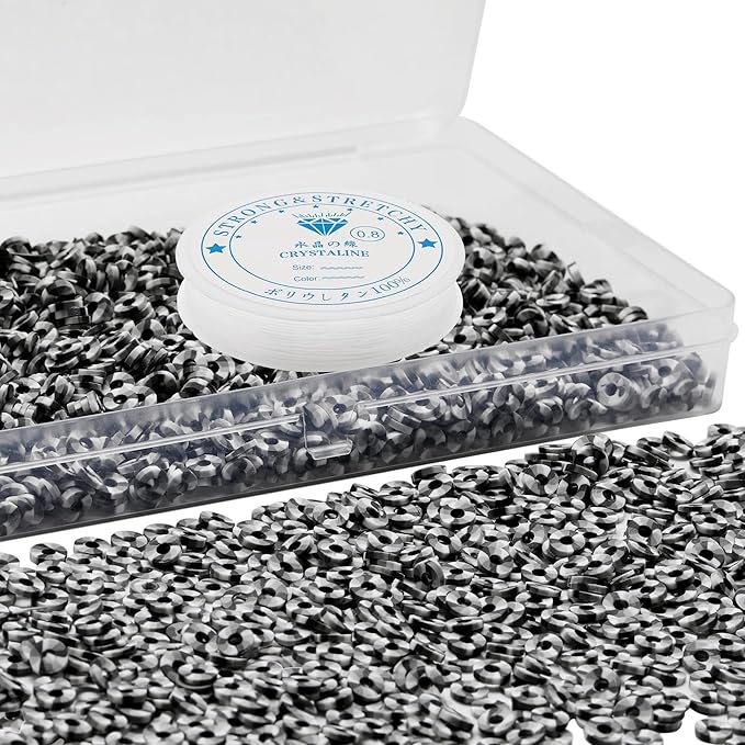 4000 Pcs Clay Beads for Bracelets Making, Polymer Spacer Flat DIY for Jewelry Necklace Earring Making Kit, Preppy Aesthetic Heishi Heshie Thin Disk Beads Assortments Set 4 6 8MM (SK-26, 6MM)
