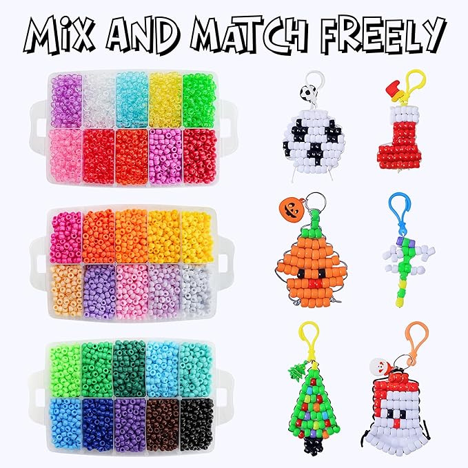 Pony Beads 10,000 Pieces Bracelet Making Kit, 30 Colors Kandi Beads Kit for Bracelets, Jewelry, Hair & Crafts, DIY Projects for Teens and Adults