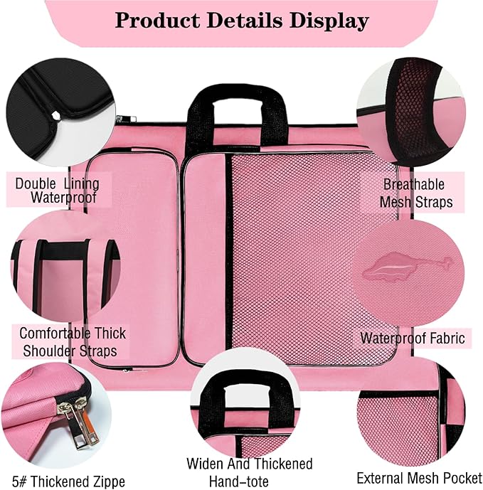 Art Portfolio kids, Drawing Supply Bag 15x18 In For Children Lesson,Artwork Case Storage Sketchbook,Drawing Pencil,Artist Set. (Pink)