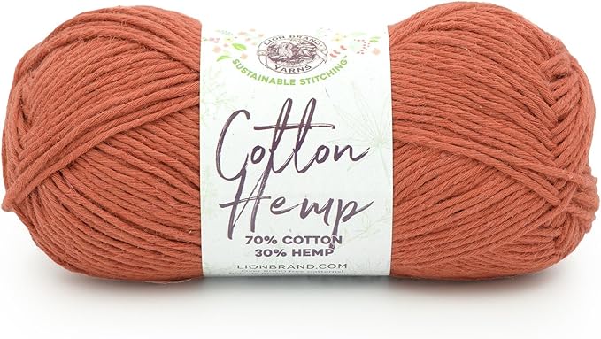 Lion Brand Yarn Cotton Hemp Soft, Durable Yarn for Crochet and Knitting, 1 Pack, Maple