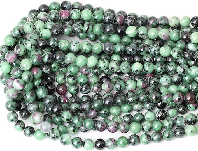 45PCS 8mm Natural Ruby Zoisite Jasper Gemstone Round Loose Beads for Jewelry Making 1 Strand 15"