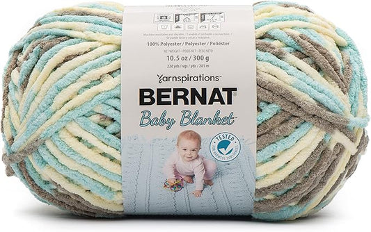 Bernat BABY BLANKET BB Beach Babe Yarn - 1 Pack of 10.5oz/300g - Polyester - #6 Super Bulky - 220 Yards - Knitting/Crochet