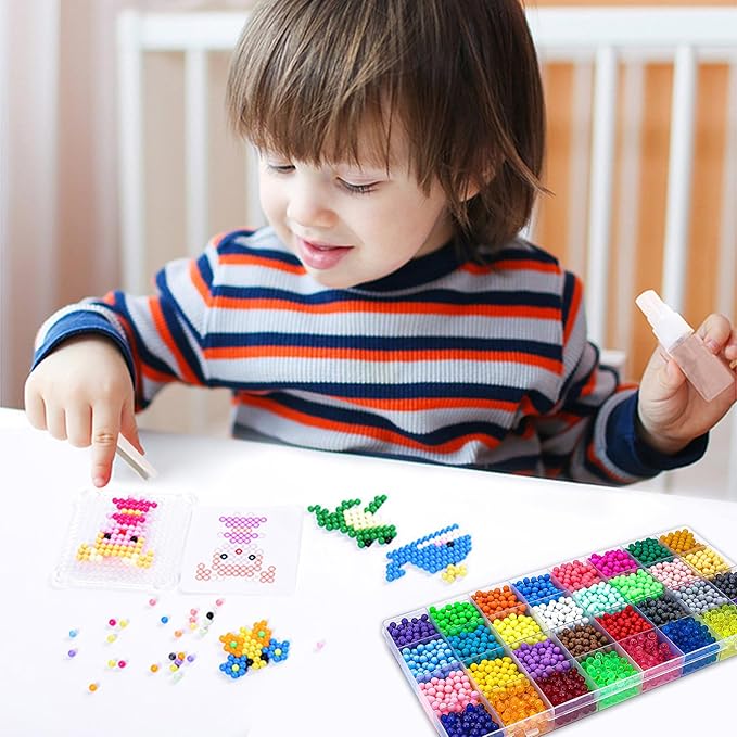 fuse beads kit for girls ages 6+ – 4400 pcs 5mm beads in 32 colors with spray bottle, puzzle guide, clamps & chains | creative diy arts & crafts gift
