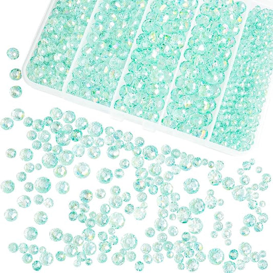 laopottbeads 800pcs 4/6/8/10mm crystal glass beads for jewelry making beads for bracelets necklace pendants making supplies(light blue green)