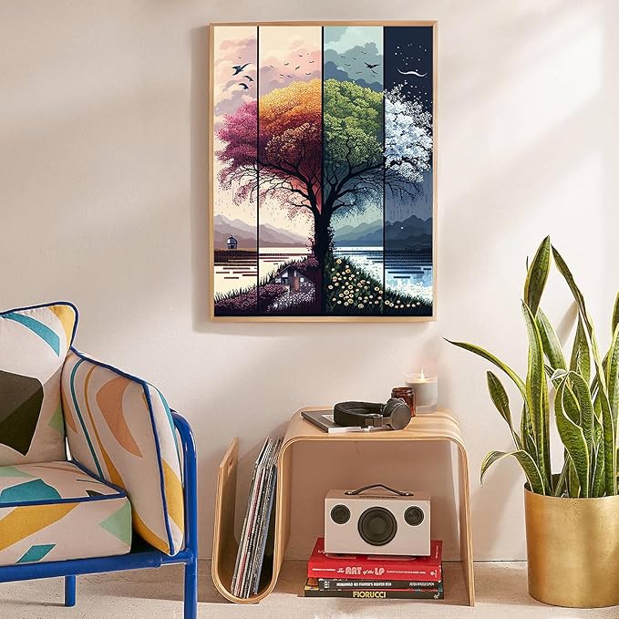 Tree Stamped Cross Stitch Kits for Beginners Adults,Landscape Dimensions Needlepoint Art Crafts,Counted Cross Stitch Kits Embroidery Kits for Beginners Adults for Home Decor 11.8x15.7inch