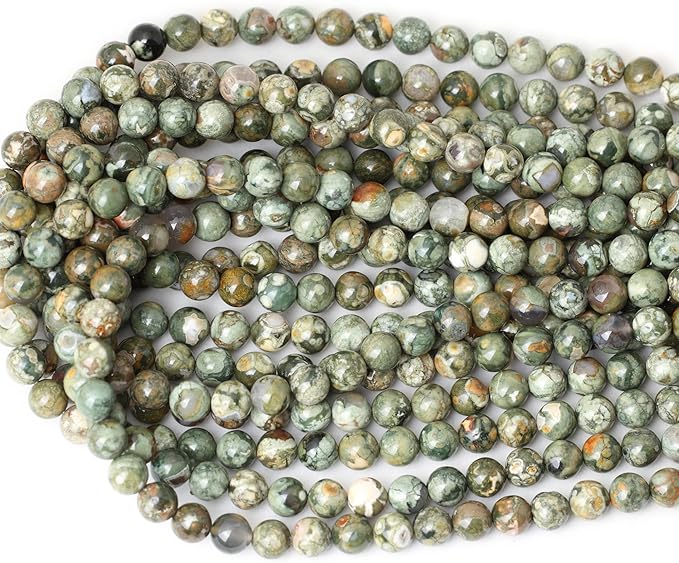 cheavian 45pcs 8mm natural aust rhyolite stone gemstone round loose beads for jewelry making 1 strand 15"