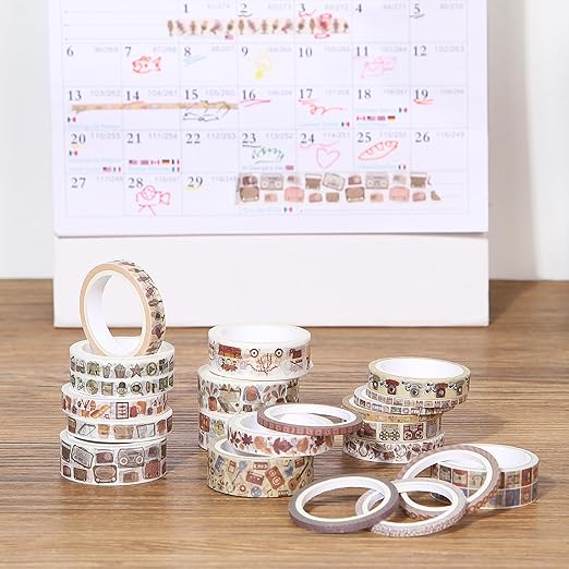Mr. Pen- Washi Tape Set, 21 Rolls, Assorted Sizes, Nostalgic Theme, Washi Tape for Journaling
