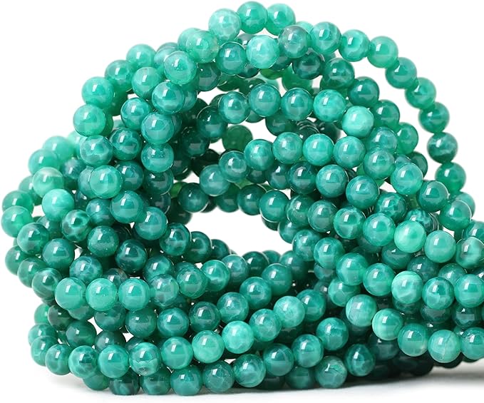 60PCS 6mm Natural Peacock Vein Agate Gemstone Round Loose Beads for Jewelry Making Jewelry Design1 Strand 15"