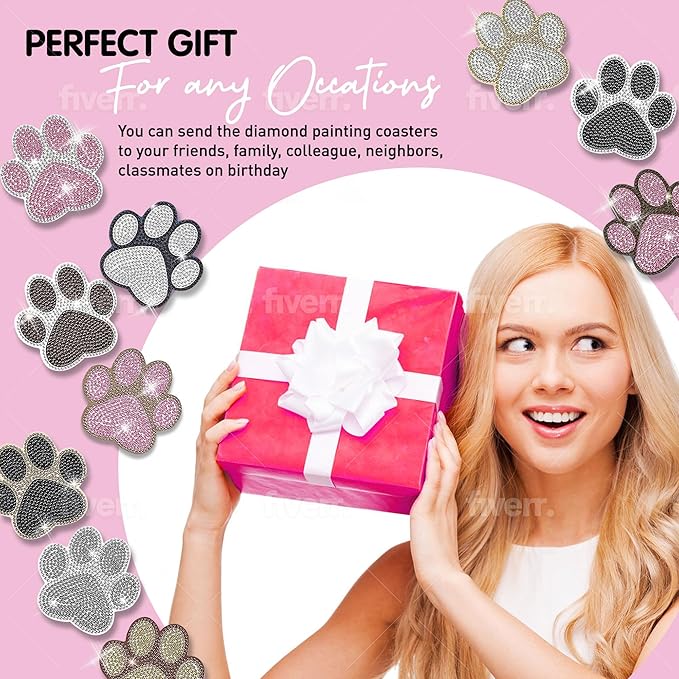 10 pcs Diamond Painting Coasters | Diamond Art Coasters | Dog Paw Diamond Art Painting | Perfect Art Craft Gift for Dog Lover, Dad, Mom, Grandparents, Brother, Sister.