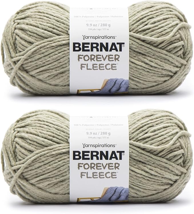 Bernat Forever Fleece Matcha Yarn - 2 Pack of 280g/9.9oz - Polyester - 6 Super Bulky - 194 Yards - Knitting/Crochet