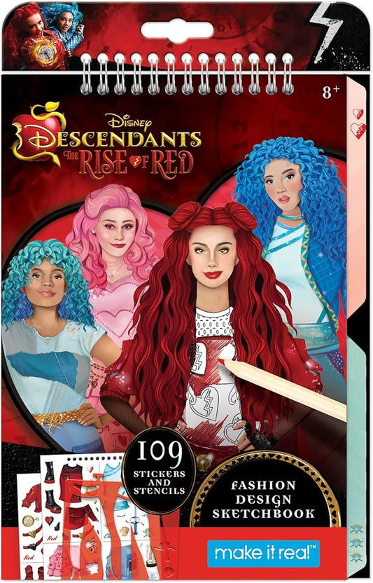 Make It Real: Descendants 4 Rise of Red Fashion Design Sketchbook - Includes 109 Stickers & Stencils, Style Models, Disney, Girls & Kids Ages 8+
