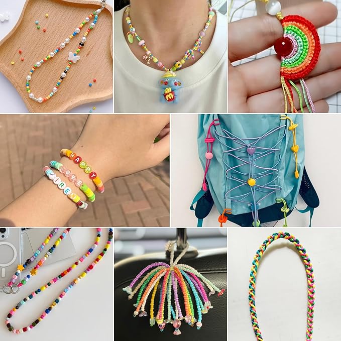 492 Ft Stretchy Bracelet String 1mm Elastic String for Bracelets 3 Roll Elastic String Elastic Cord for Jewelry Making Necklaces Beading Crafts with Scissors & Beading Needle(Rainbow, White, Black)